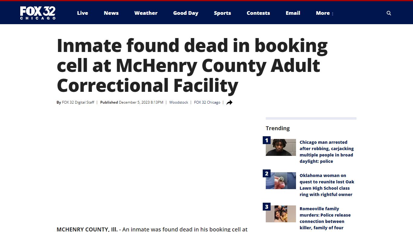 Inmate found dead in booking cell at McHenry County Adult Correctional ...